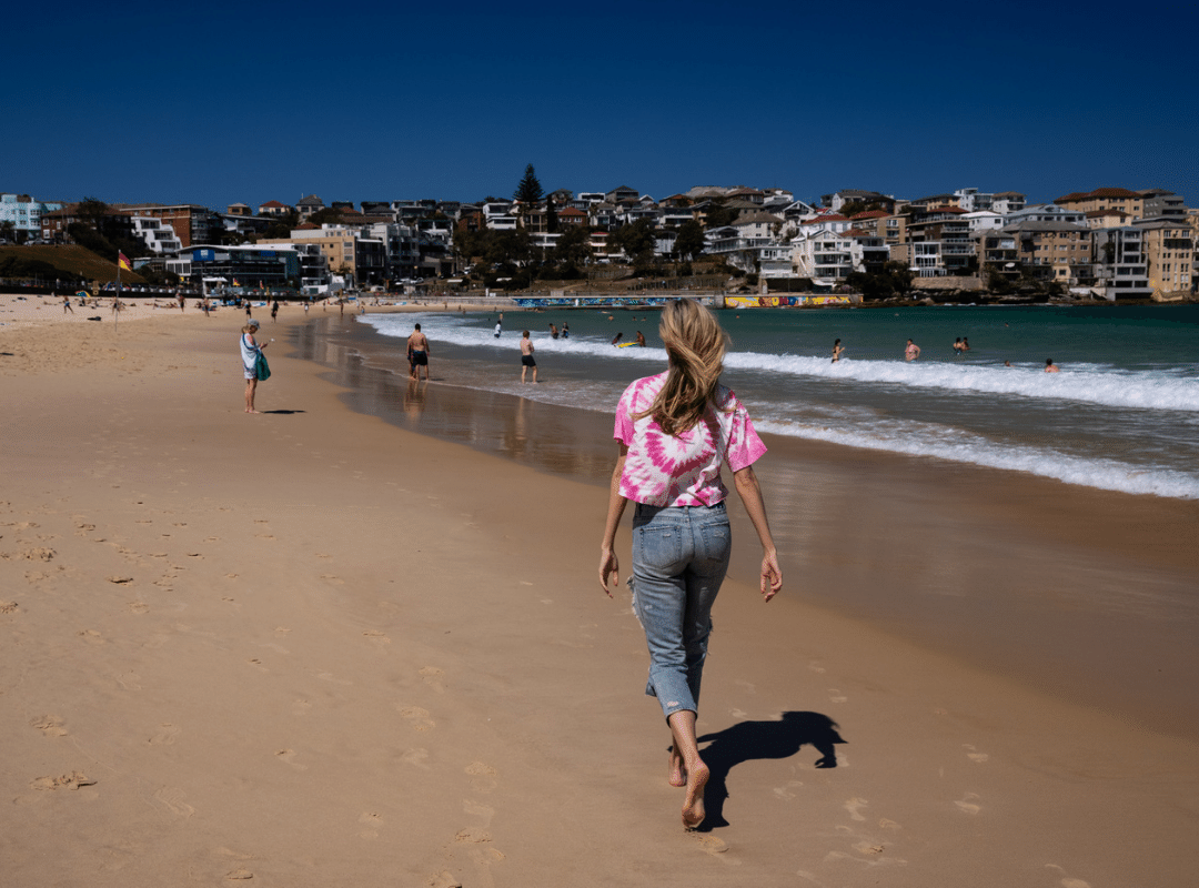 North Bondi Beach - Amelia walking on the beach